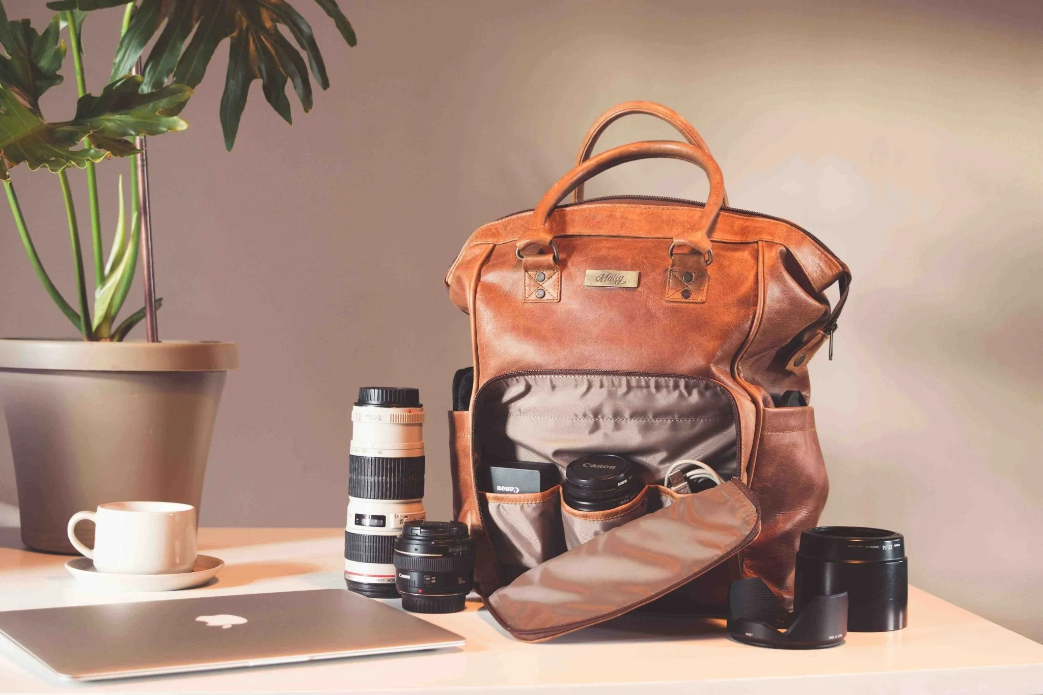 Mally Multipurpose Leather Backpack | Toffee