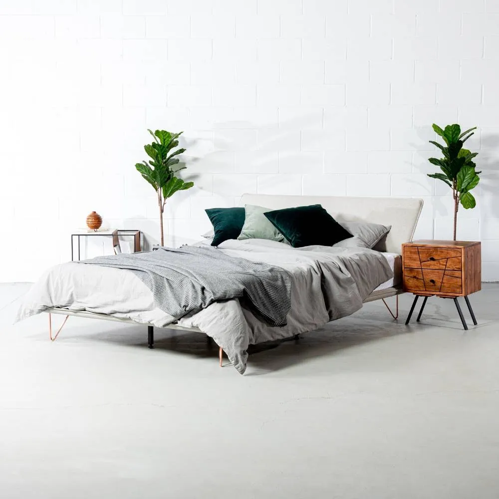 MARIA - Light Grey Fabric Bed - FINAL SALE