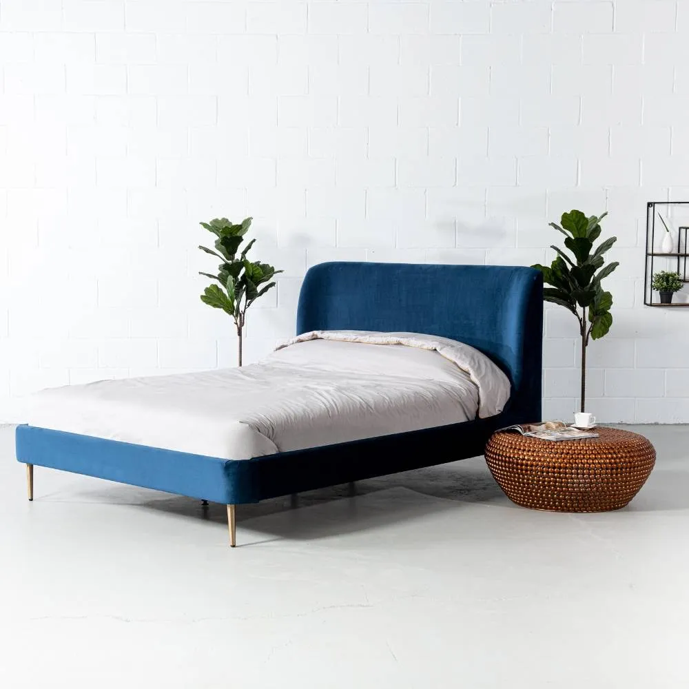 MEREDITH - Dark Blue Velvet Bed