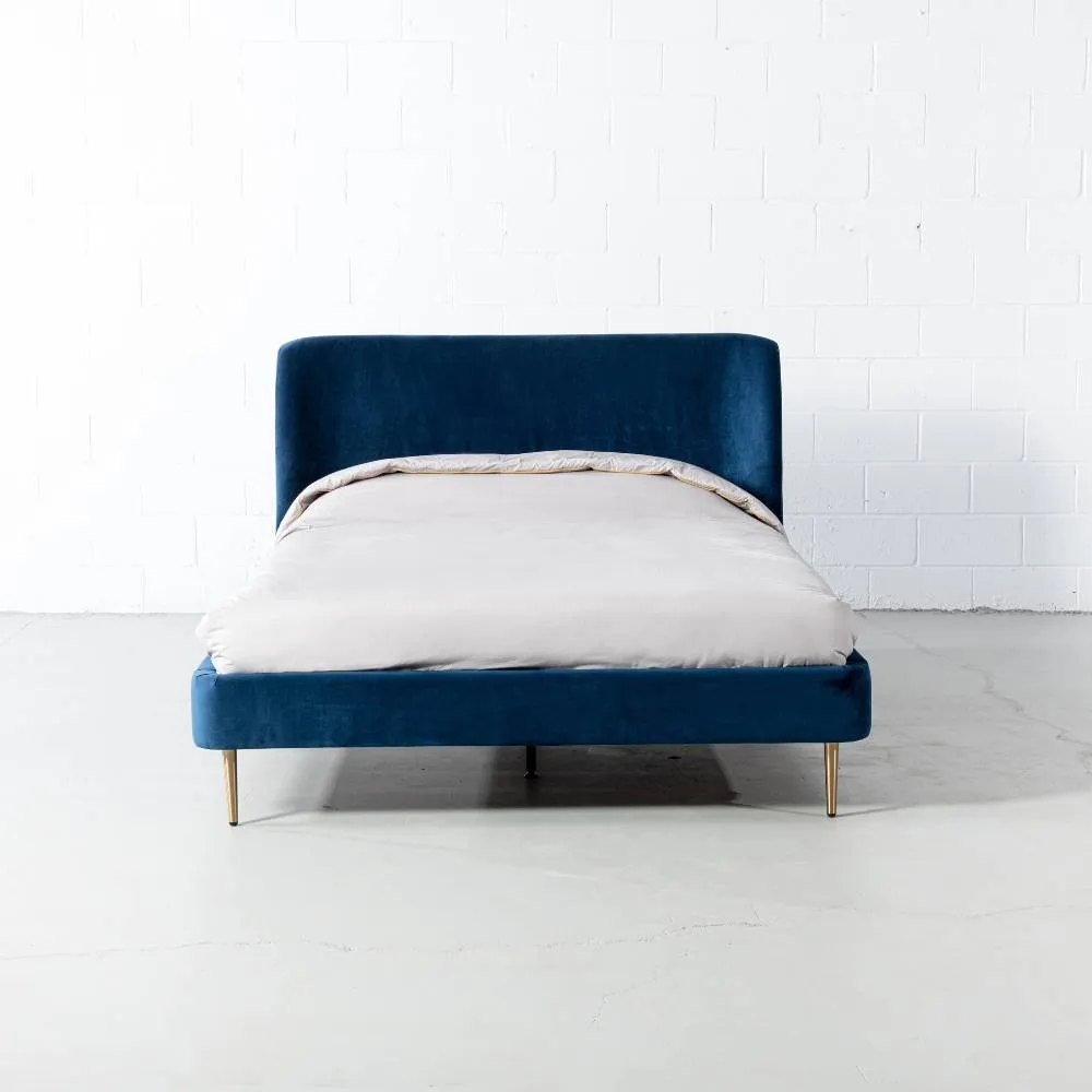 MEREDITH - Dark Blue Velvet Bed