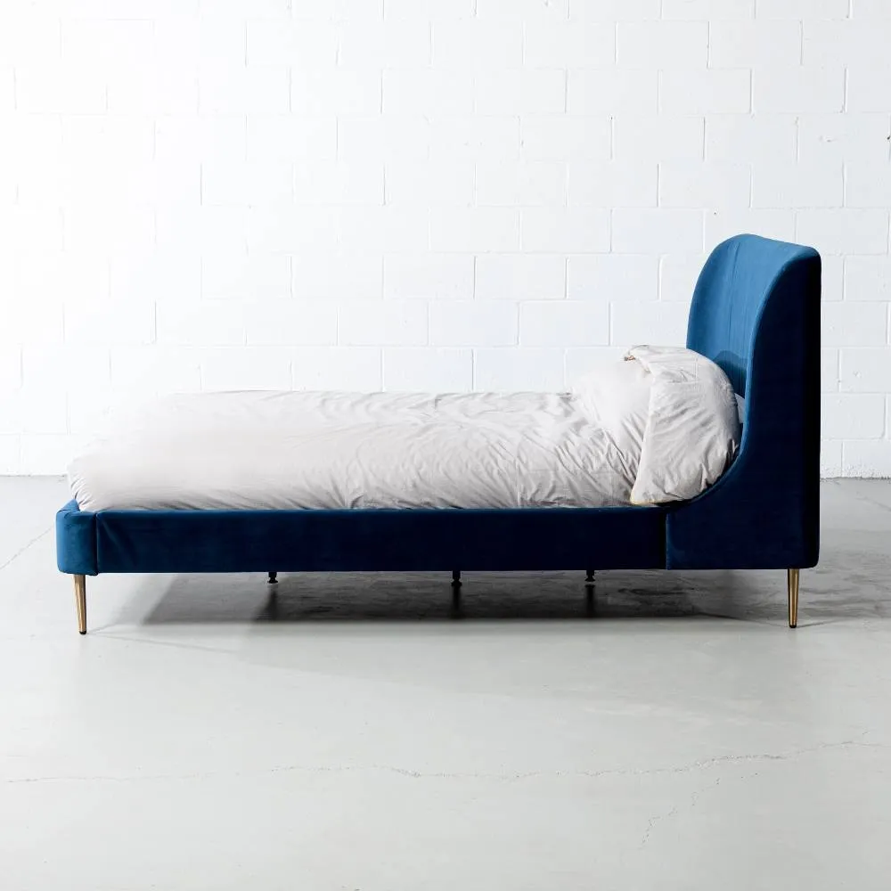 MEREDITH - Dark Blue Velvet Bed