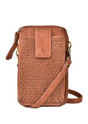 MILO EXPRESSIONS 500 ELLA CROSSBODY PHONE WALLET COGNAC