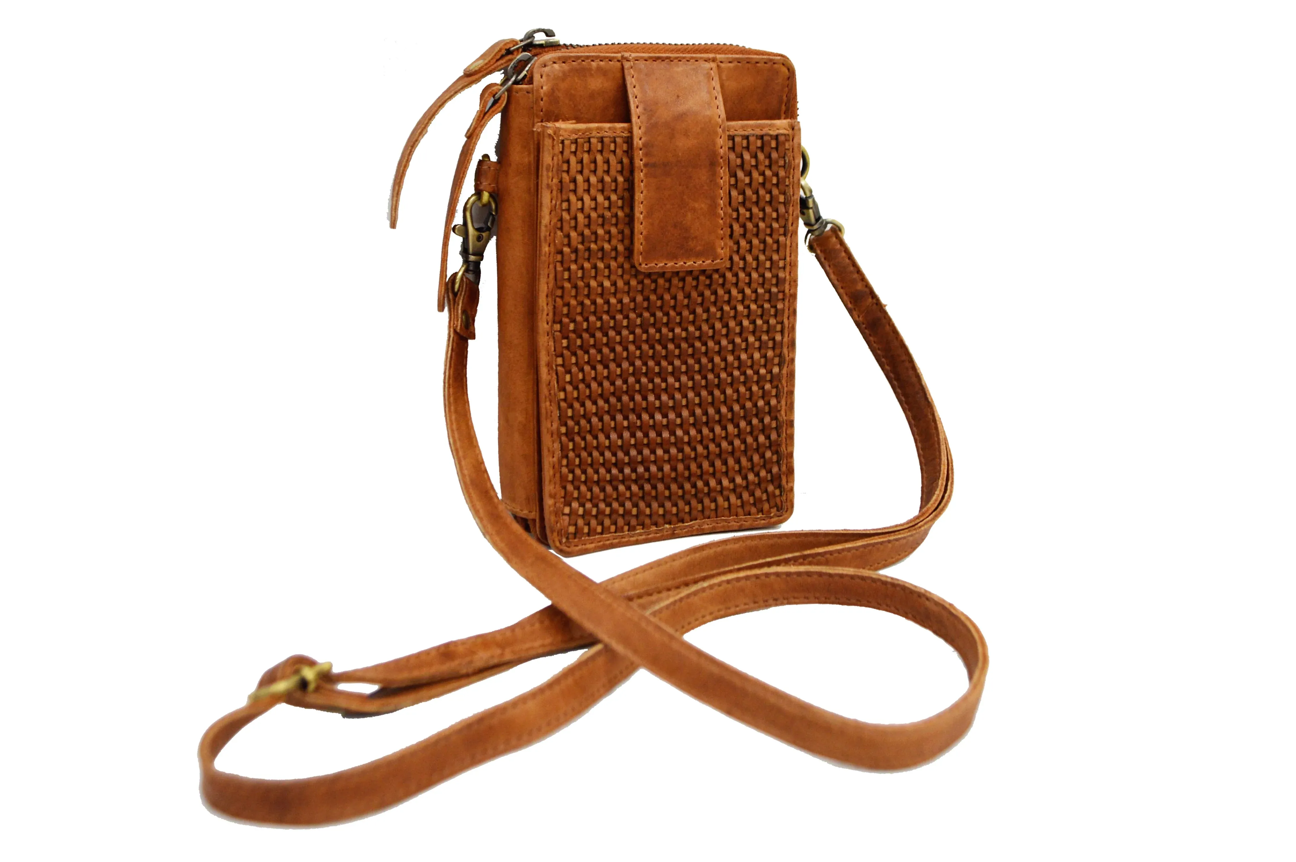 MILO EXPRESSIONS 500 ELLA CROSSBODY PHONE WALLET COGNAC