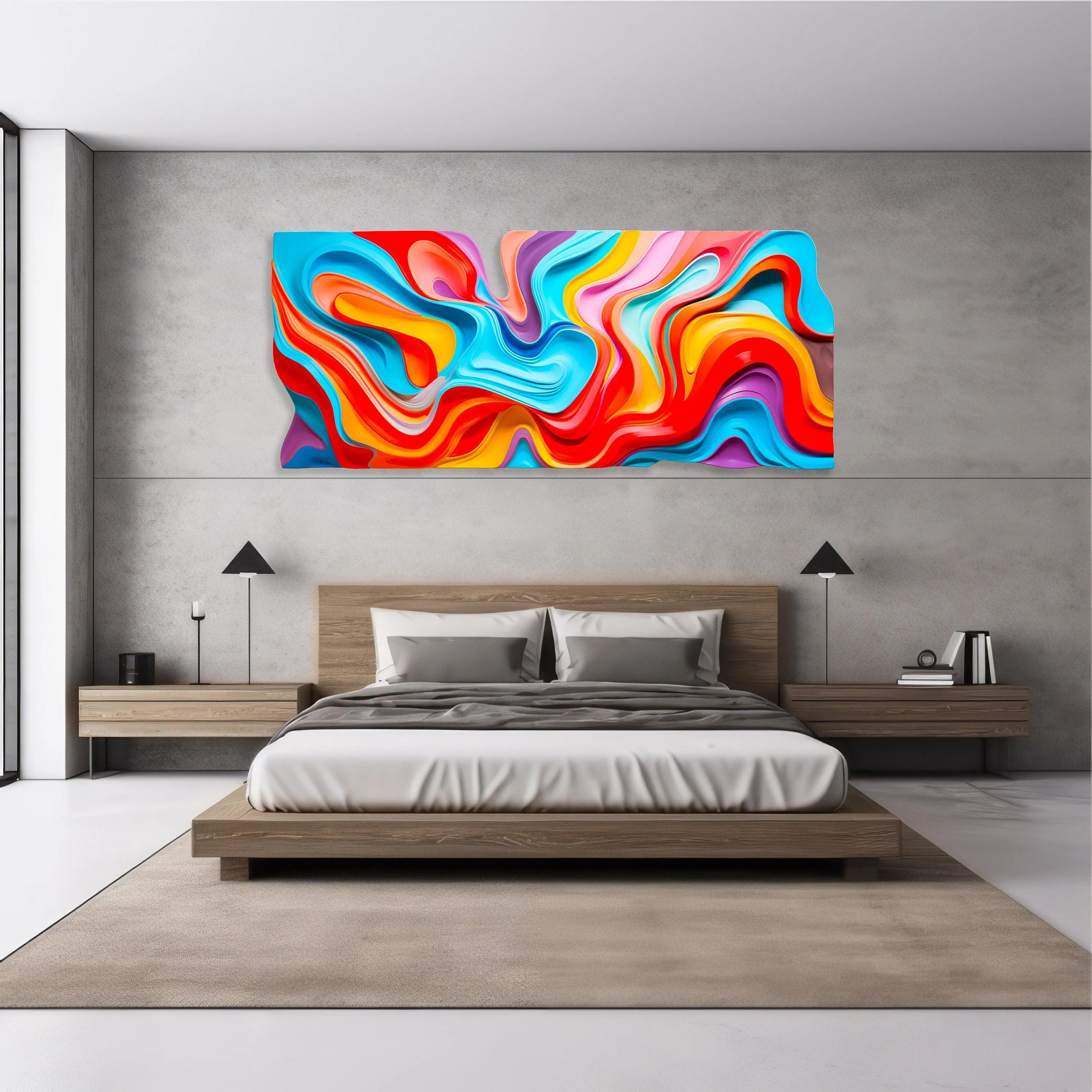 Modern Wall Decor Prints on Plexiglass Art by Artist: UniQstiQ 80s Wall Art 3D Wall Decor Blue Wall Hangings Printed