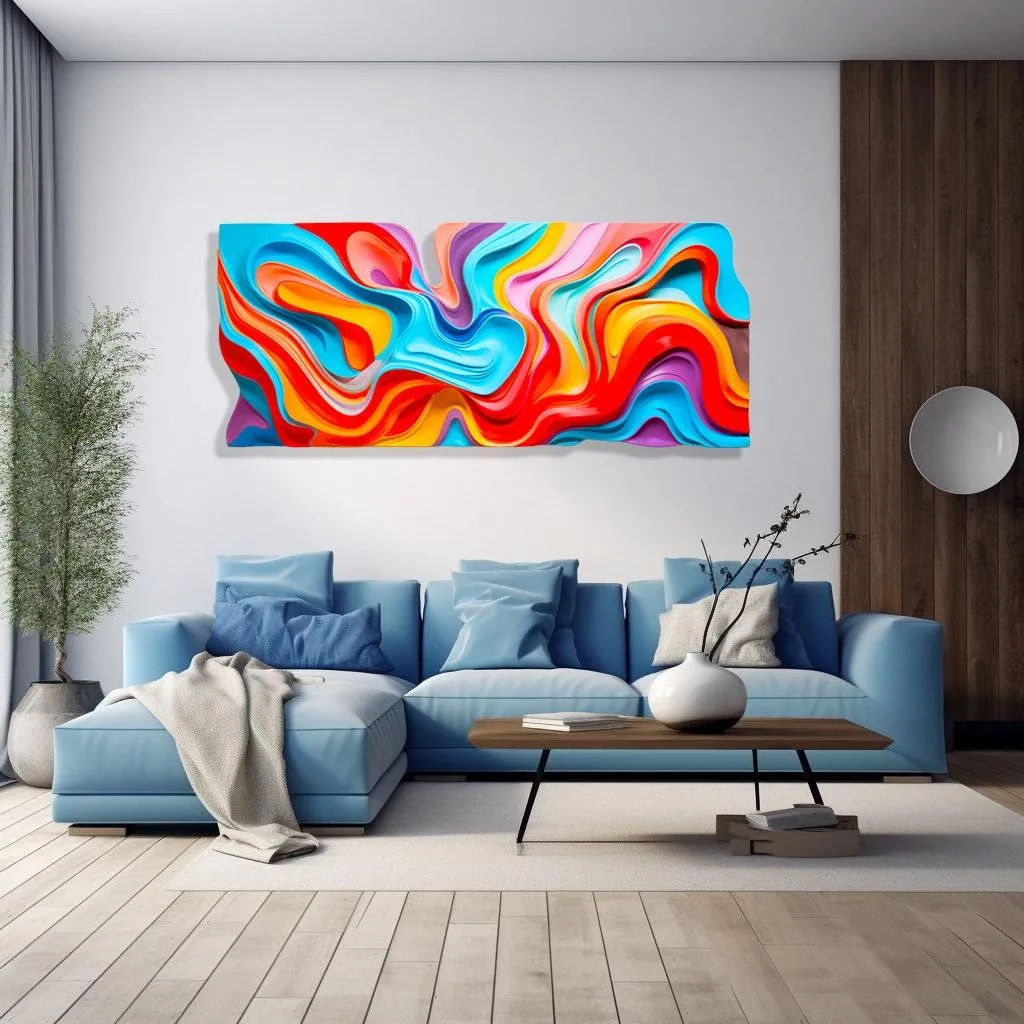 Modern Wall Decor Prints on Plexiglass Art by Artist: UniQstiQ 80s Wall Art 3D Wall Decor Blue Wall Hangings Printed