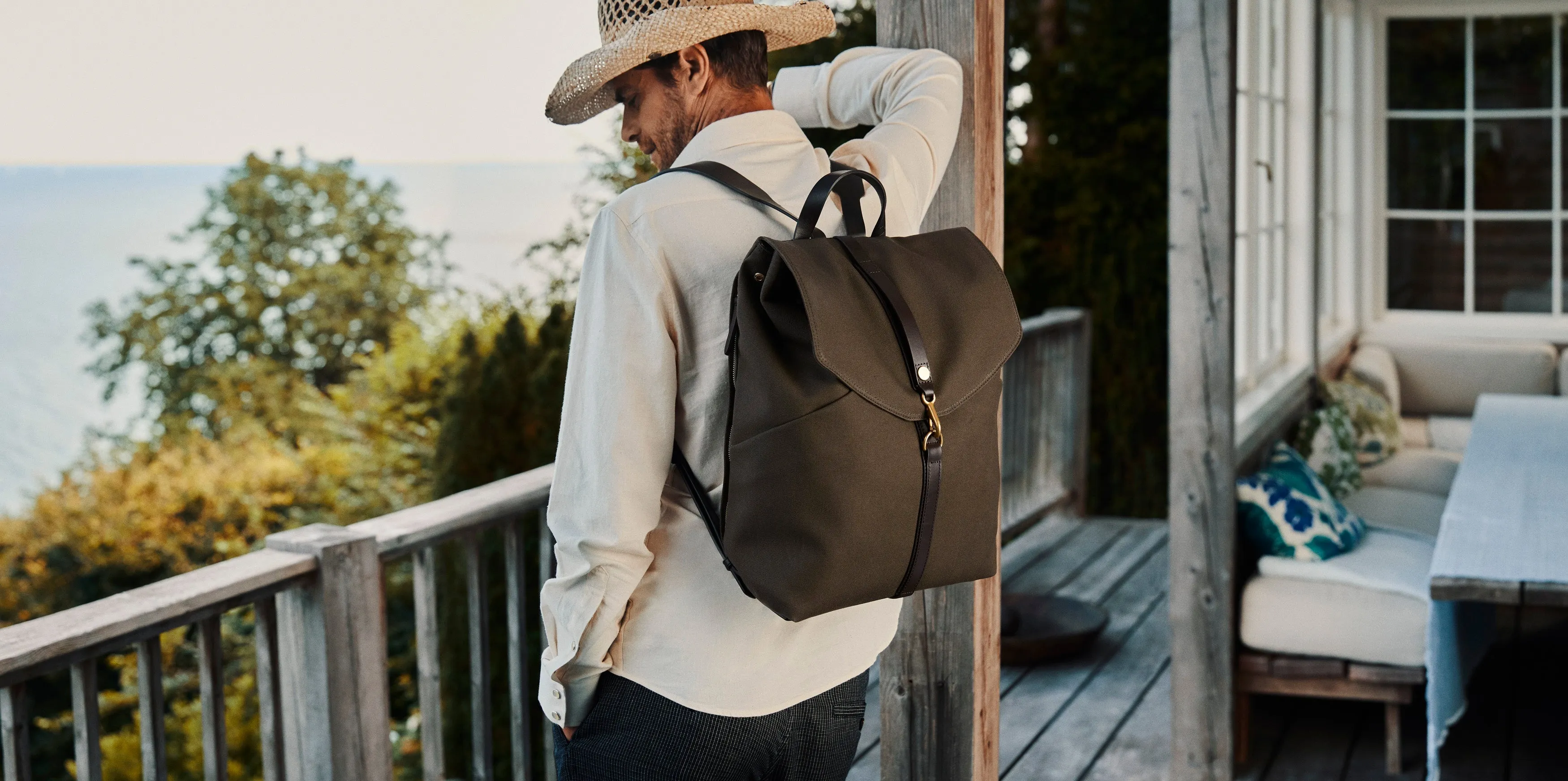 M/S Rucksack – Grand Herringbone/Cuoio