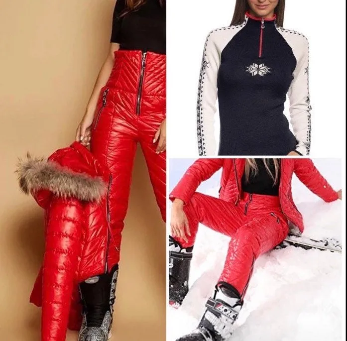 new Chalet SNOW puffer SET 2pc ski jacket & pant coordinate cabin chic vacation fun photo flattering Insta ready black red pink S M L XL 2XL