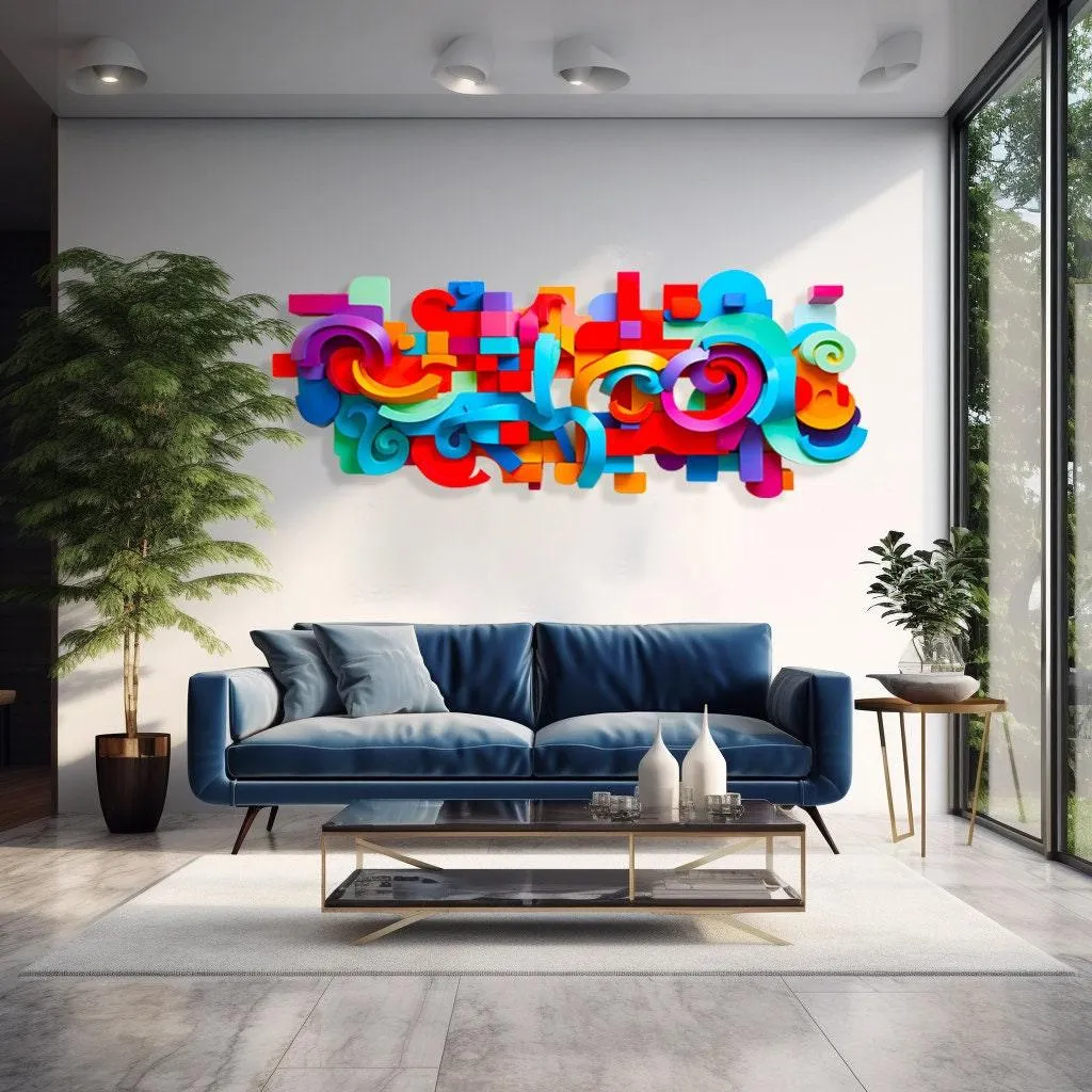 Pop Art #1 Wall Sculpture Print on Plexiglass Extra Large Wall Decor UV Print Acrylic Wall Art by Artist: UniQstiQ Mid Century Modern Printed