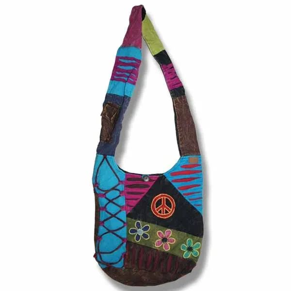 Pure Hand Craft Nepal Shoulder or Cross Body Bags with One Side Print. 100% Cotton. Beautifully 100% handmade and decorated.