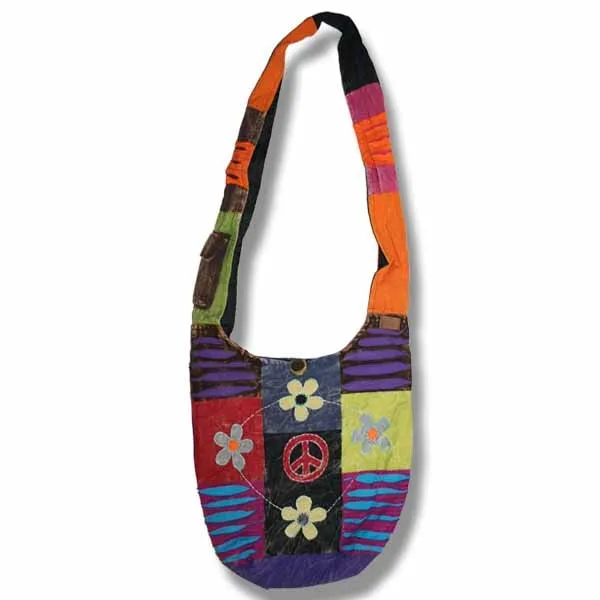 Pure Hand Craft Nepal Shoulder or Cross Body Bags with One Side Print. 100% Cotton. Beautifully 100% handmade and decorated.