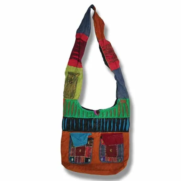 Pure Hand Craft Nepal Shoulder or Cross Body Bags with One Side Print. 100% Cotton. Beautifully 100% handmade and decorated.