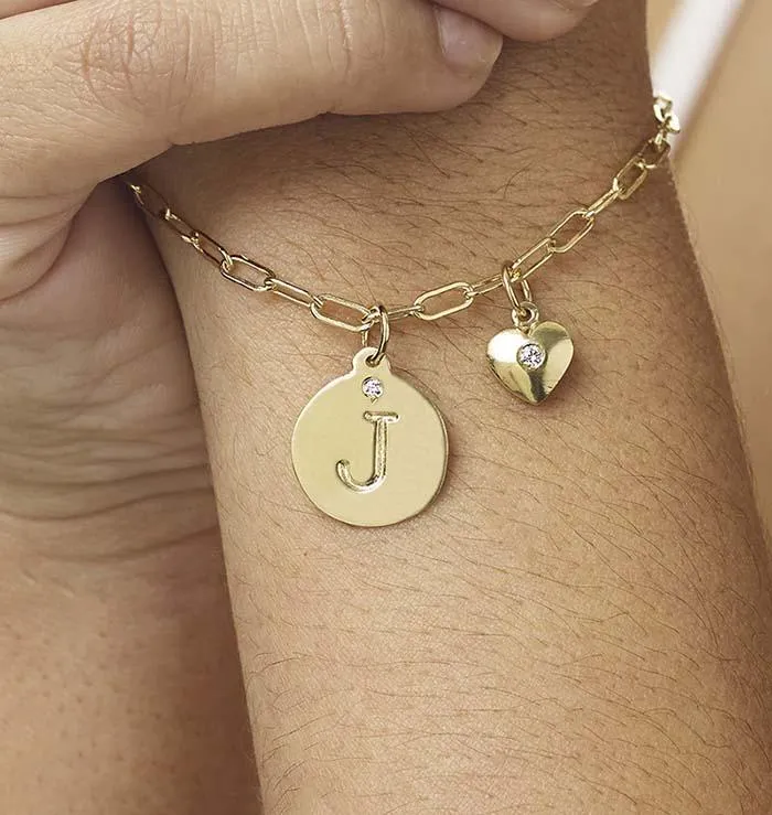 "V" Alphabet Charm With Diamond