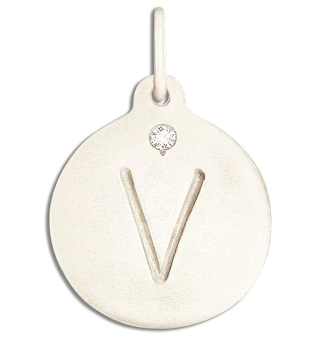 "V" Alphabet Charm With Diamond