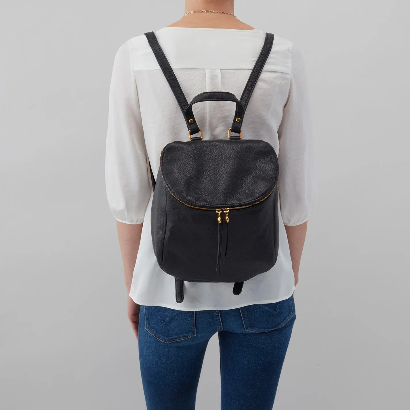 River Backpack in Pebbled Leather - Black