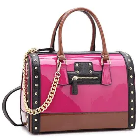 Shiny Patent Handbags Barrel Top Handle Bag for Women l Dasein