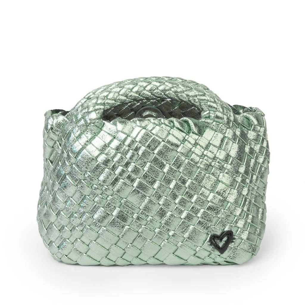 Tiny Mini Woven Tote - Metallic Mint