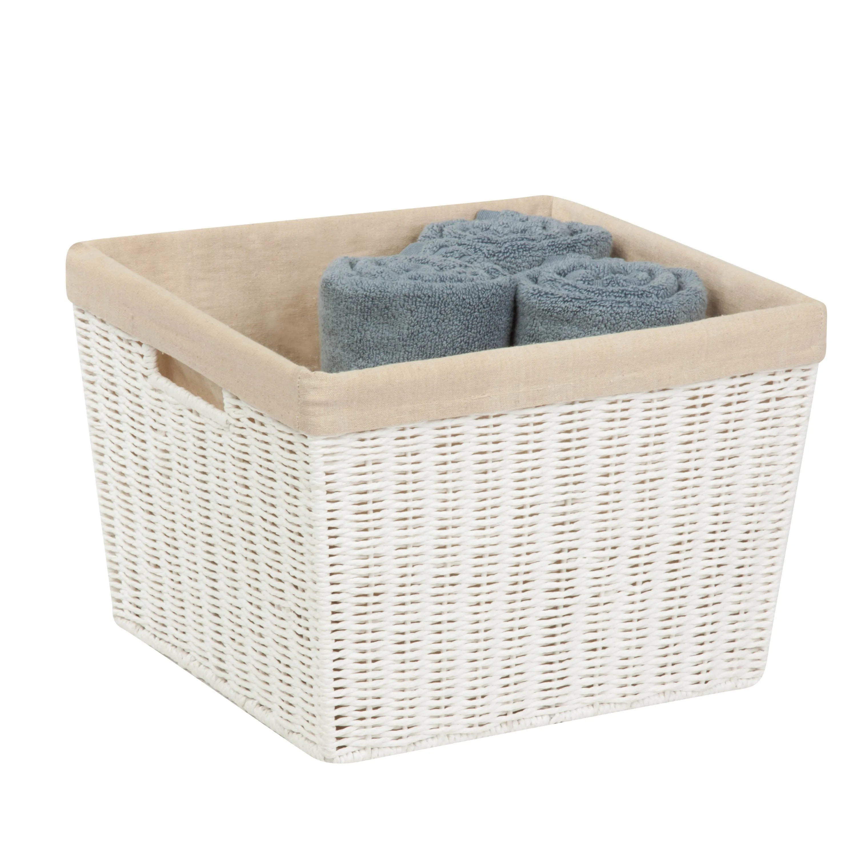 White Paper Rope Large Storage Basket with Liner